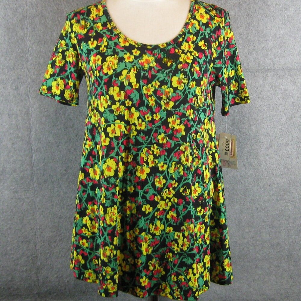 LuLaRoe Perfect T Top XXS Black Floral